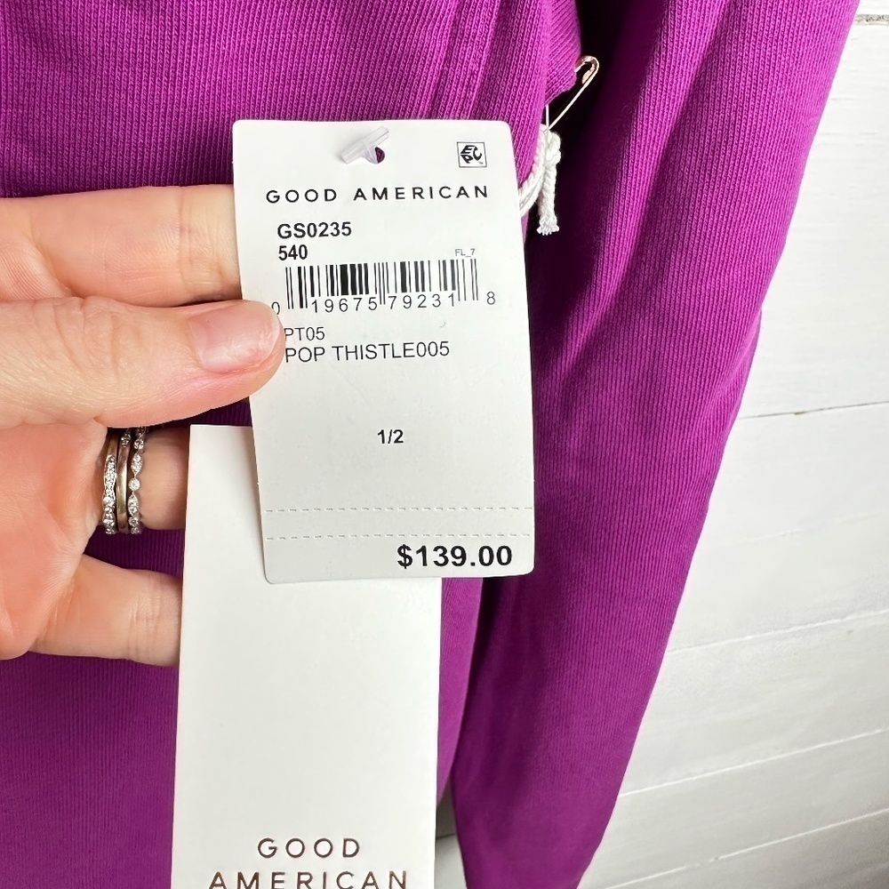 NWT Good American Fleece Shirt Jacket "pop thistle" Size 1/2 (S/M) - Picture 2 of 8